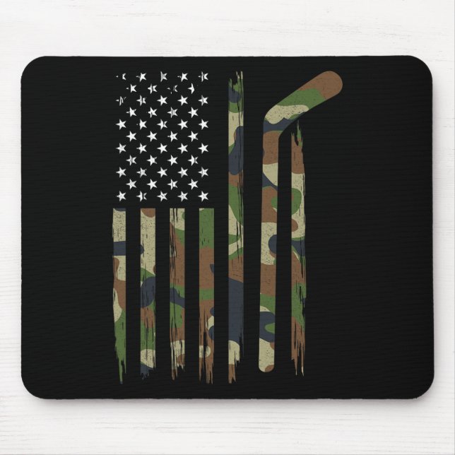 Mousepad Hockey American Flag Camo US Patriotic Hockey Pla (Frente)