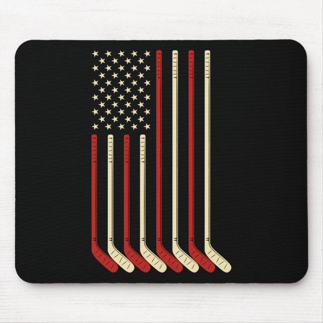 Mousepad Hockey Goalie Gift Usa Flag Hockey Stick Ice Hocke (Frente)