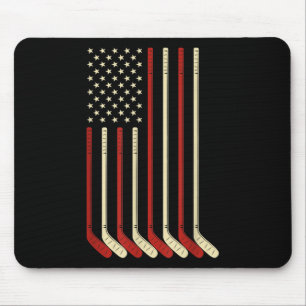 Mousepad Hockey Goalie USA Flag Hockey Stick Ice Hockey