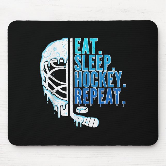 Mousepad Hockey Ice Cream Drip Eat Sleep Hockey Repeat Boys (Frente)