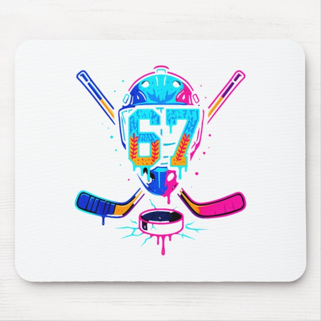 Mousepad Hockey Ice Cream Drip Number 67 Player 67th Birthd (Frente)