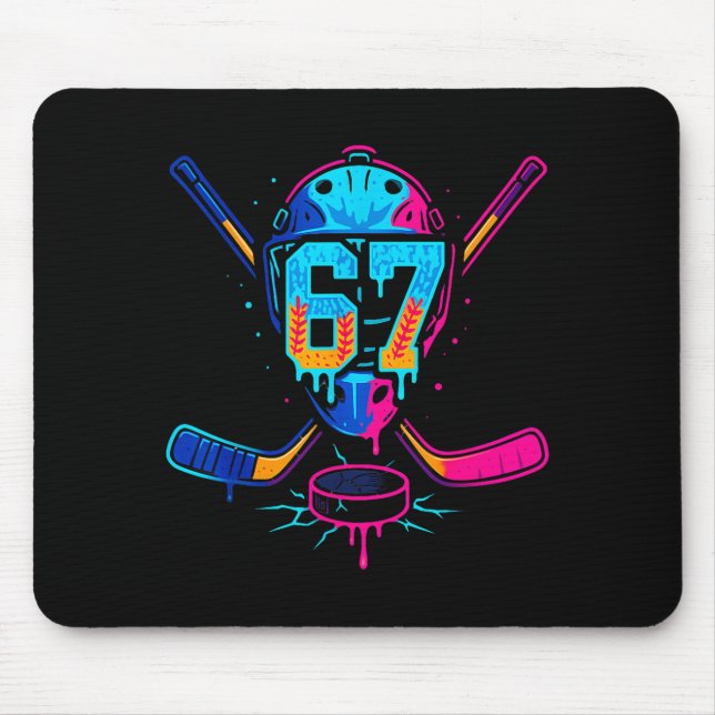 Mousepad Hockey Ice Cream Drip Number 67 Player 67th Birthd (Frente)