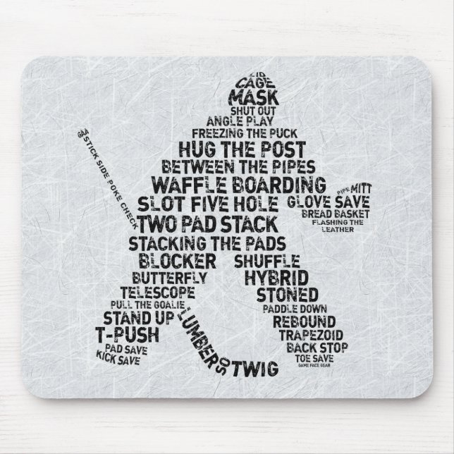 Mousepad Hockey Netminder Word Art Mousemat (Frente)