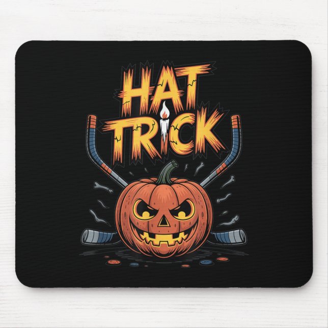 Mousepad Hockey Trick Halloween Soky Pumpkin Ice Hockey Hal (Frente)