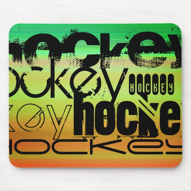 Mousepad Hockey; Verde vibrante, Laranja e Amarelo (Frente)