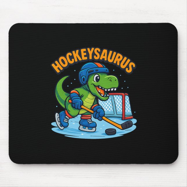 Mousepad Hockeysaurus Dinossauro Engraçado de Hóquei no Gel (Frente)