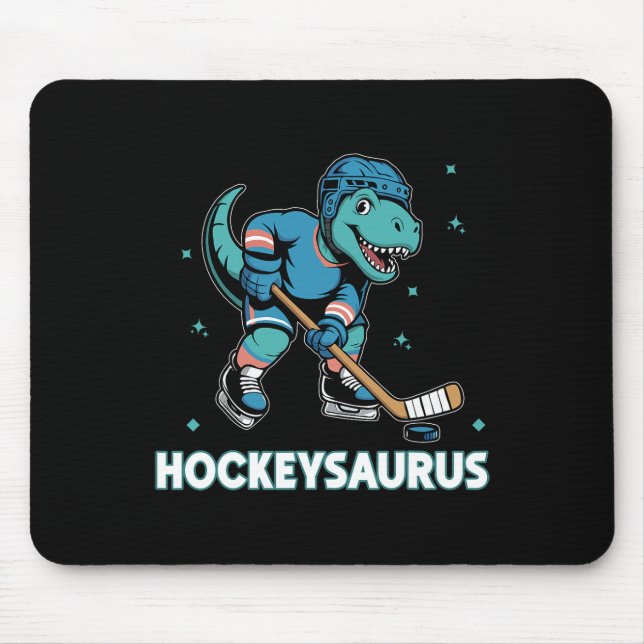 Mousepad Hockeysaurus Dinossauro Engraçado Trex Hóquei Cria (Frente)