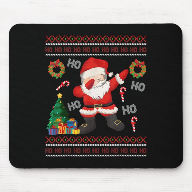 Mousepad Hohoho Santa Claus Dabbing Ugly Christmas Sweater (Frente)