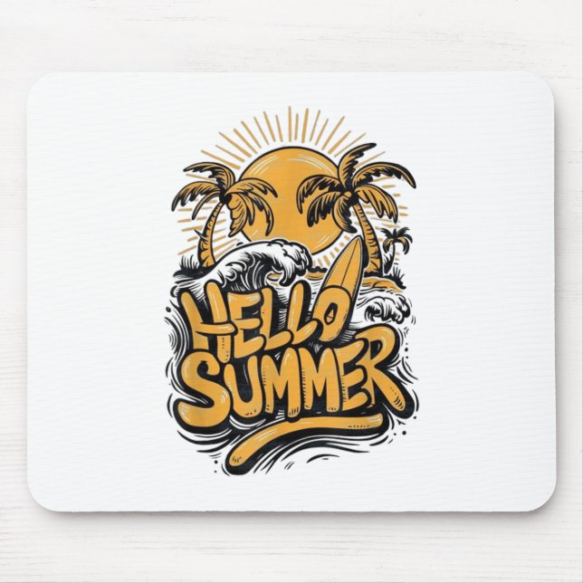 Mousepad Holiday Vibe Hello Summer Sunshine Beach Ocean Bea (Frente)