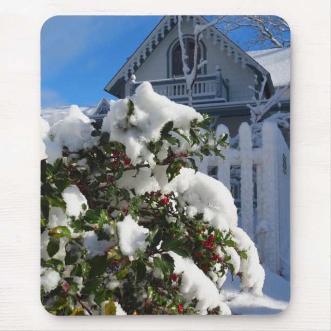 Mousepad Holly Berries em neve - Martha's Vineyard (Frente)