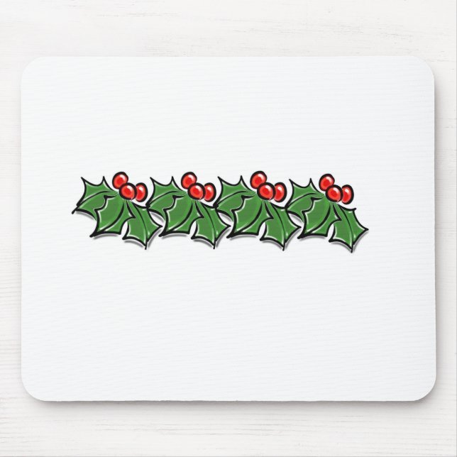 Mousepad Holly Leaves, Holly berry, coroa de Natal (Frente)