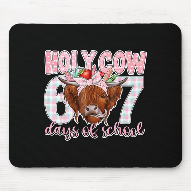 Mousepad Holy Cow 67 Days Of School Teacher Six Seven Meme  (Frente)