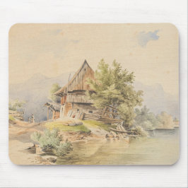 Mousepad Holzhütte am See - Carl Lafite