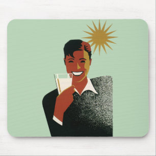 Mousepad Homem Art Déco Vintage, Bebidas Frias no Verão