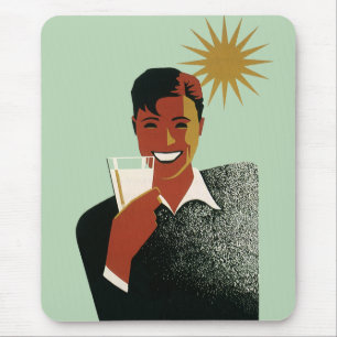 Mousepad Homem Art Déco Vintage, Bebidas Frias no Verão