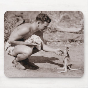 Mousepad Homem com Bebê Kangaroo