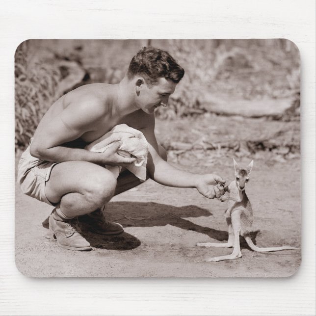 Mousepad Homem com Bebê Kangaroo (Frente)