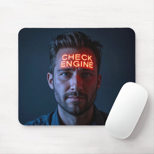 Mousepad Homem com Check Engine Sign na fronte (Com mouse)