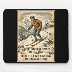 Mousepad Homem de 70 anos de idade vai esquiar esquiador vi