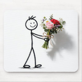 Mousepad Homem de Palito com Buquê de Rosas
