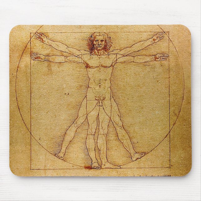 Mousepad Homem de Vitruvian por Leonardo da Vinci (Frente)
