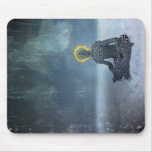 Mousepad Homem meditante. Halo inflamável