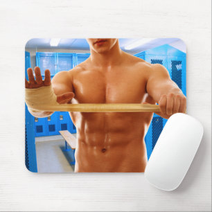 Mousepad Homem muscular de SlipperyJoe sem camisa, ginástic