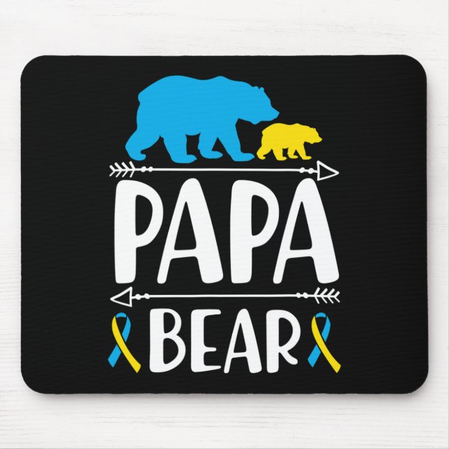 Mousepad Homem Urso Papai Conscientização da Síndrome de Do (Frente)