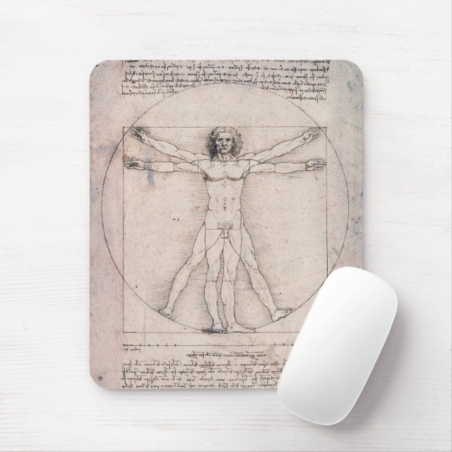 Mousepad Homem Vitruviano: Leonardo da Vinci (Com mouse)