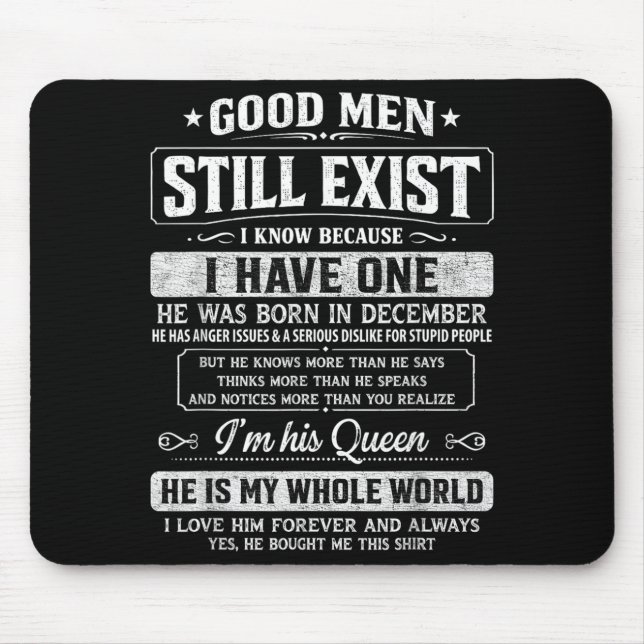 Mousepad Homens bons existem Ele nasceu em dezembro Engraça (Frente)
