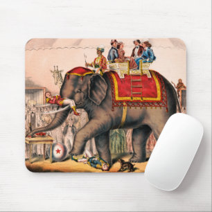 Mousepad Homens Executando Um Ato De Circo Com Um Elefante.