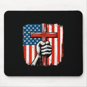 Mousepad Homens Fé Sobre o Medo Cristão Patriótico American