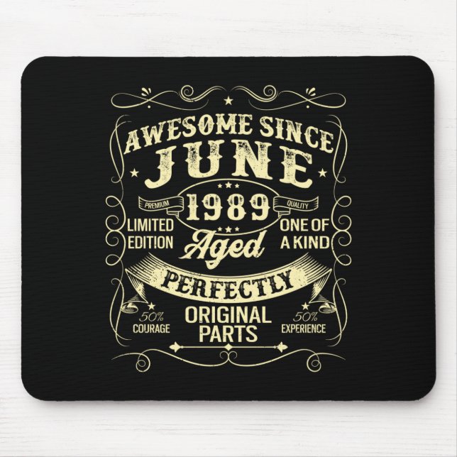 Mousepad Homens Incríveis Desde Junho 1989 Ano De Nasciment (Frente)