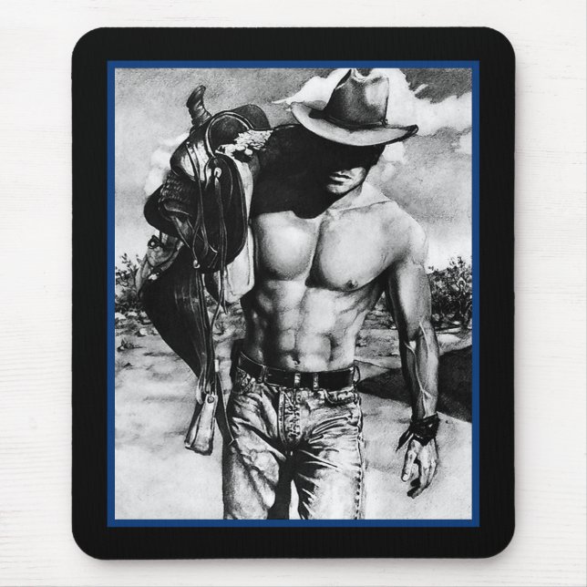 Mousepad Homens Masculinos Belas Artes Legal Alpha Cowboy (Frente)