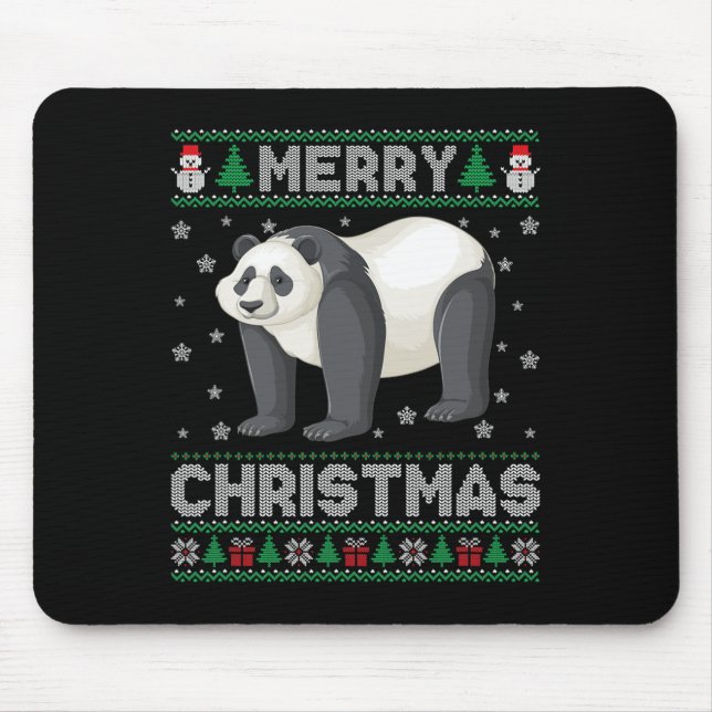 Mousepad Homens Panda Mulheres Crianças Suéter De Natal Fei (Frente)