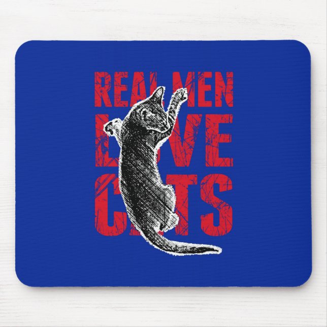 Mousepad Homens Reais Adoram Gatos (Frente)