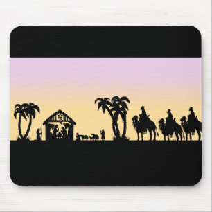 Mousepad Homens sábios da silhueta da natividade no