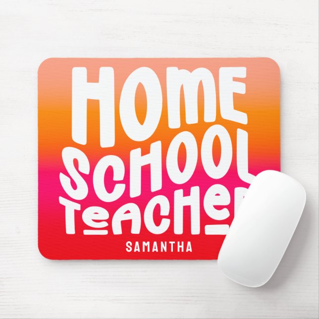 Mousepad Homeschool Teacher Orange Red Ombre (Com mouse)