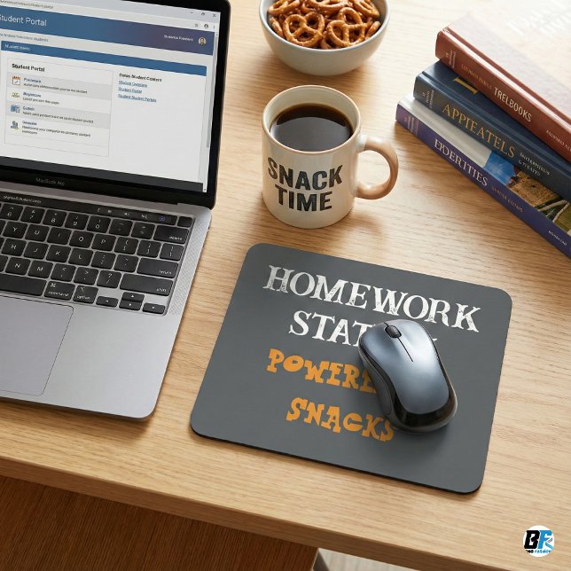Mousepad Homework Station Powered By Snacks Funny Student (Criador carregado)