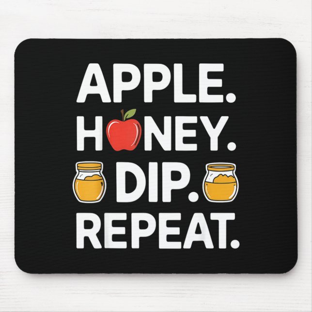 Mousepad Honey Dip Repeat Funny Rosh Hashanah Jewish New Ye (Frente)
