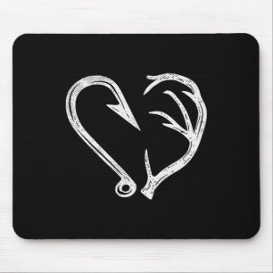 Mousepad Hook Antler Heart Love Pescar Peixes Caçadores Vea