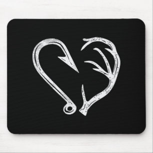 Mousepad Hook Antler Heart Love Pescar Peixes Caçadores Vea