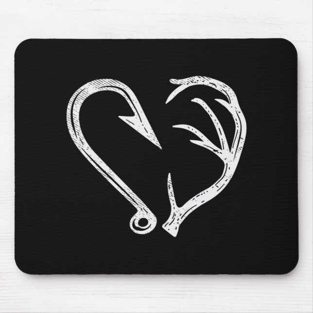 Mousepad Hook Antler Heart Love Pescar Peixes Caçadores Vea (Frente)
