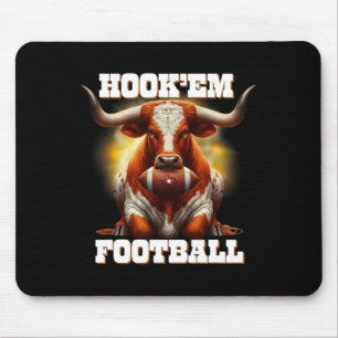 Mousepad Hook'em Estado do Texas Futebol Com Cabelo E Chifr