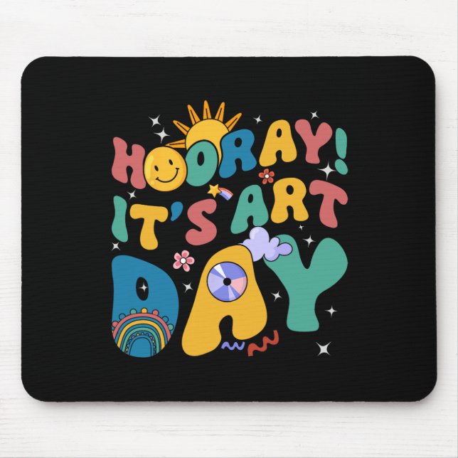 Mousepad Hooray It's Art Day Teacher Rainbow Cute Stude (Frente)