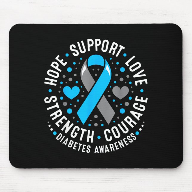 Mousepad Hope Support Love Blue Ribbon Diabetes Awareness (Frente)