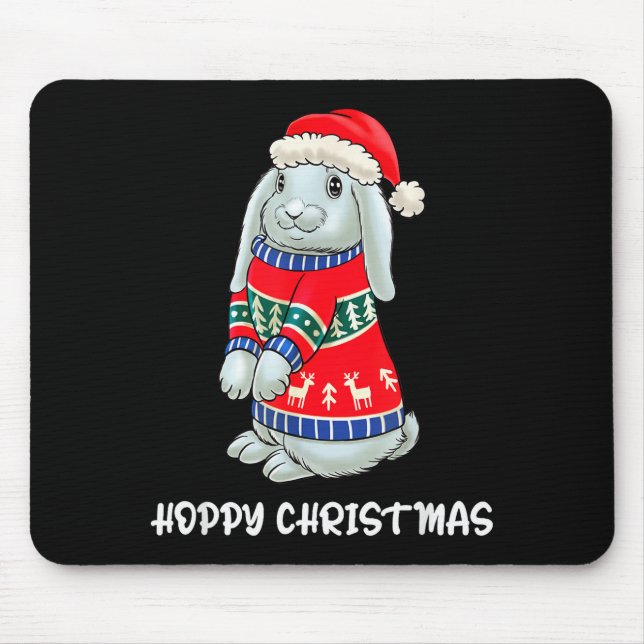 Mousepad Hoppy Christmas Bunny Christmas Sweater Rabbit  (Frente)