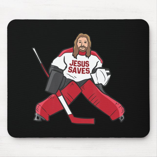 Mousepad Hóquei Divertido Jesus salva goleiro de hóquei (Frente)