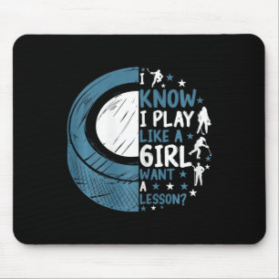 Mousepad Hóquei no Gelo Engraçado Eu Sei Que Eu Jogo Como U