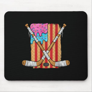 Mousepad Hóquei no Gelo Sorvete Gota Meninos Bandeira Ameri